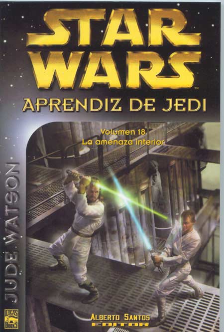 Hiszpańska okładka powieści — Aprendiz de Jedi 18: La amenaza interior.