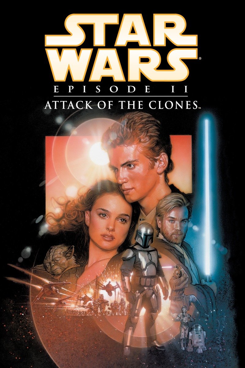 Okładka wydania oryginalnego (2002) - Episode II: Attack of The Clones z ilustracją Drew Struzana.