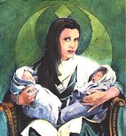 Leia z bliźniętami, Jacenem i Jainą.